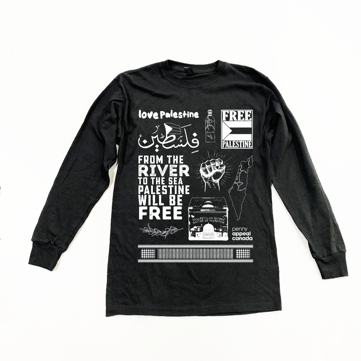 Love Palestine long sleeve crew neck t-shirt – Penny Appeal Canada Store