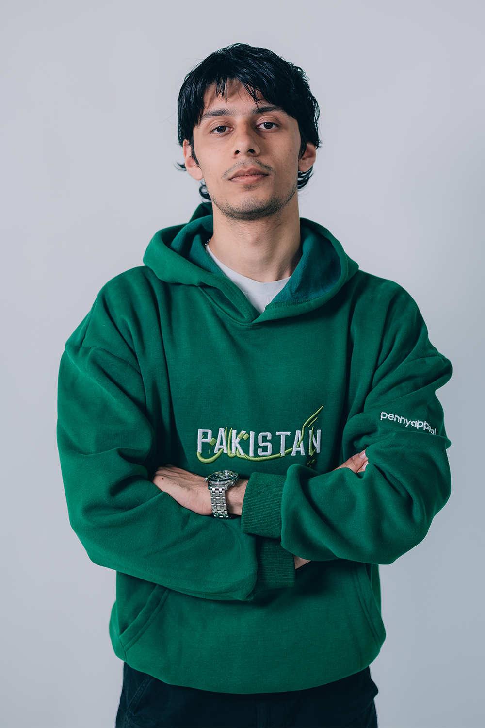 "Emerald Emblem" - Embroidered Green Pakistan Hoodie