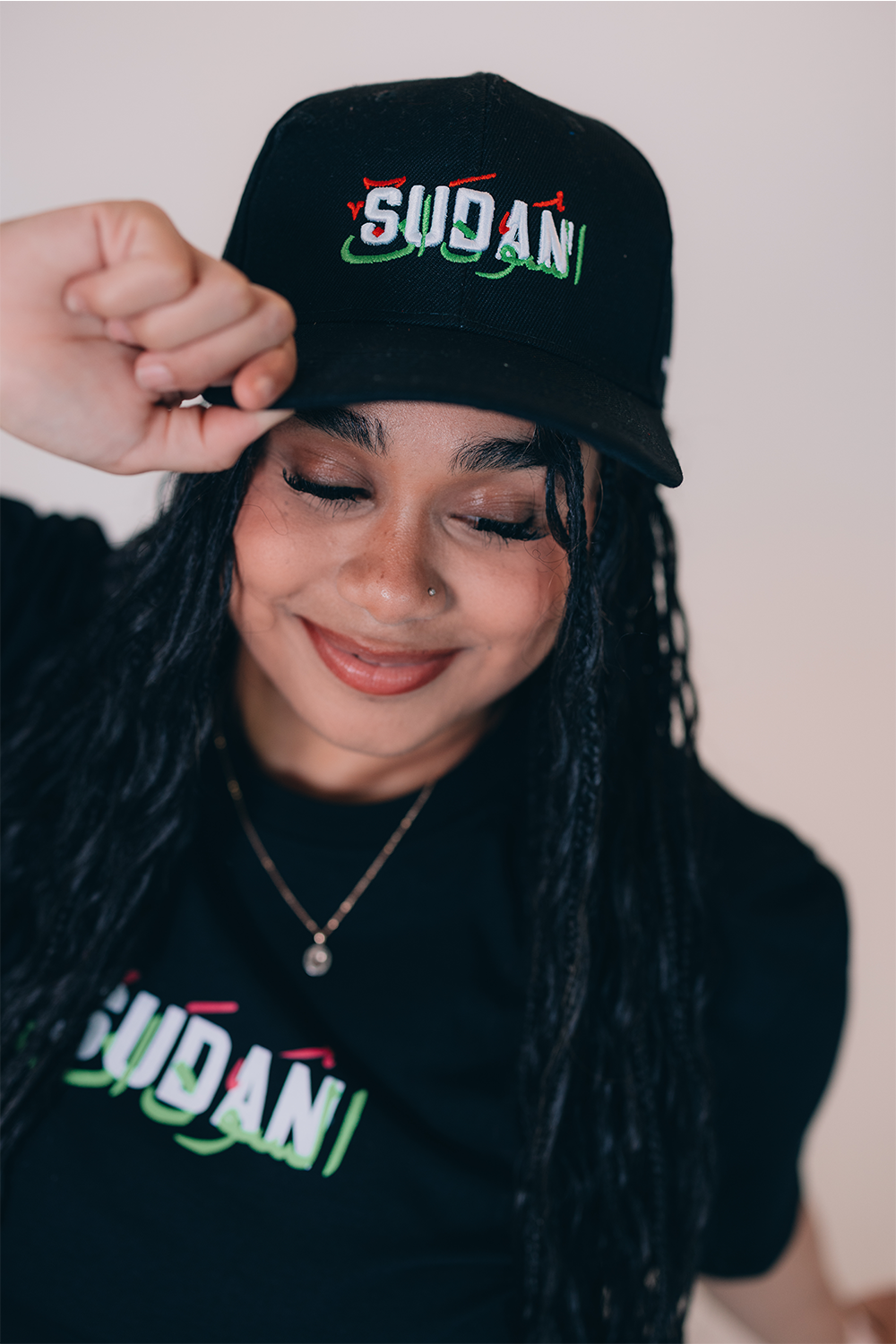 “Oasis Cap” - Embroidered Black Sudan Hats