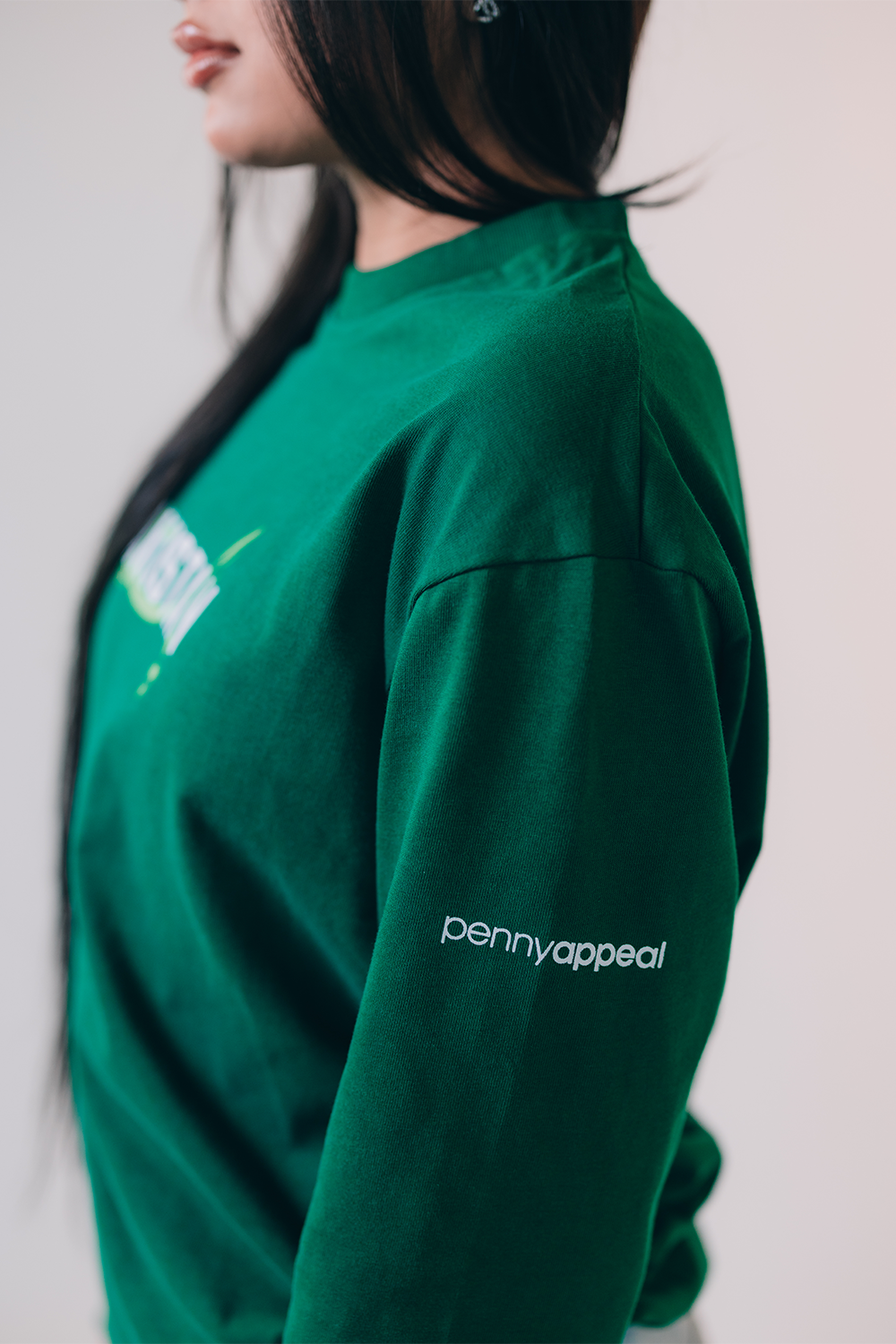 "Emerald Horizon Layer" - Printed Green Pakistan Long Sleeve