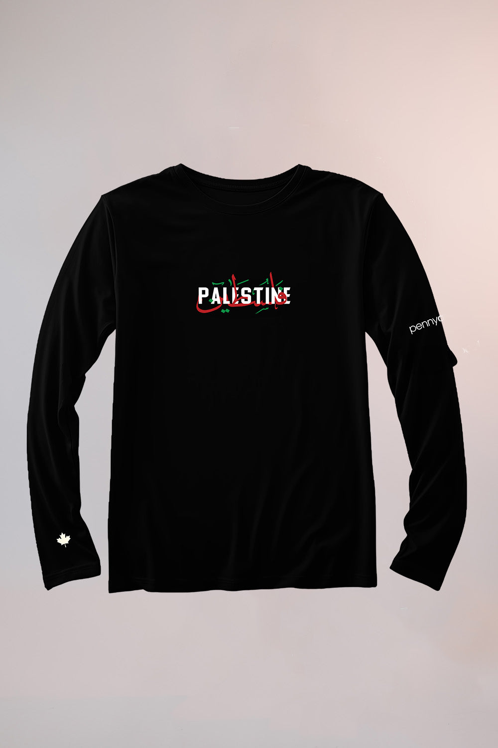 "Ancient Stones Layer" - Printed Black Palestine Long Sleeve