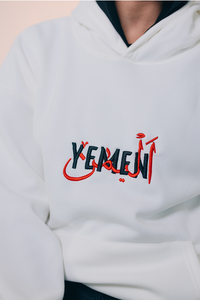 “Sana’a in Style” - Embroidered White Yemen Hoodie