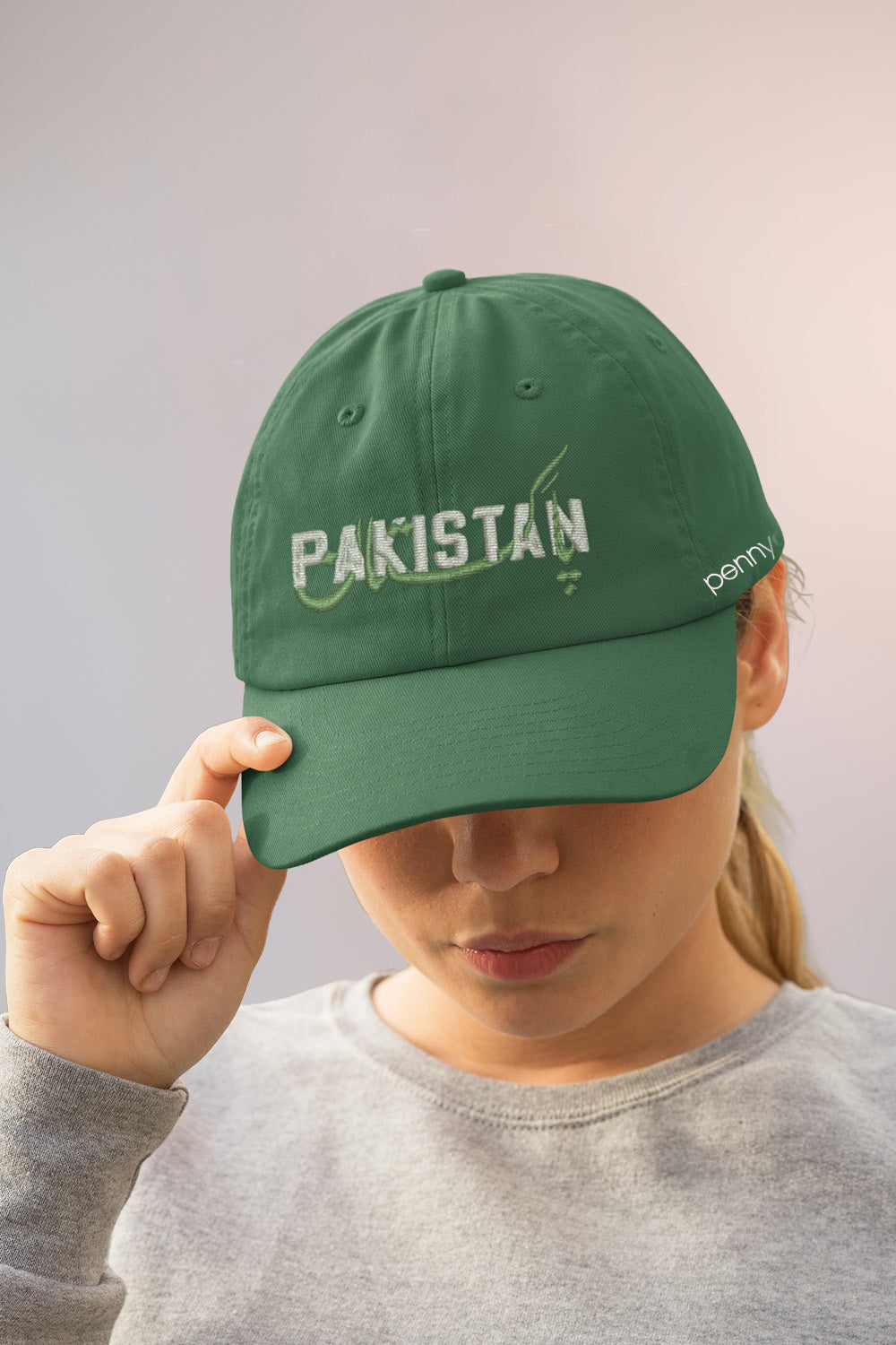 "Desert Rose Cap" - Embroidered Green Pakistan Hats