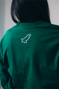 "Emerald Horizon Layer" - Printed Green Pakistan Long Sleeve