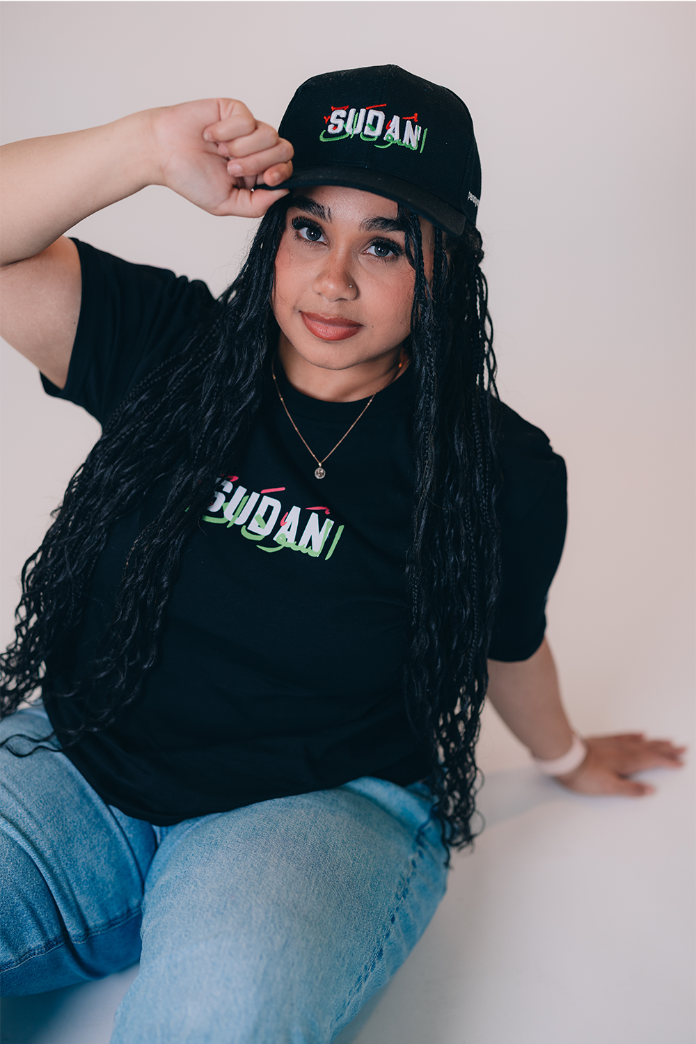 “Oasis Cap” - Embroidered Black Sudan Hats